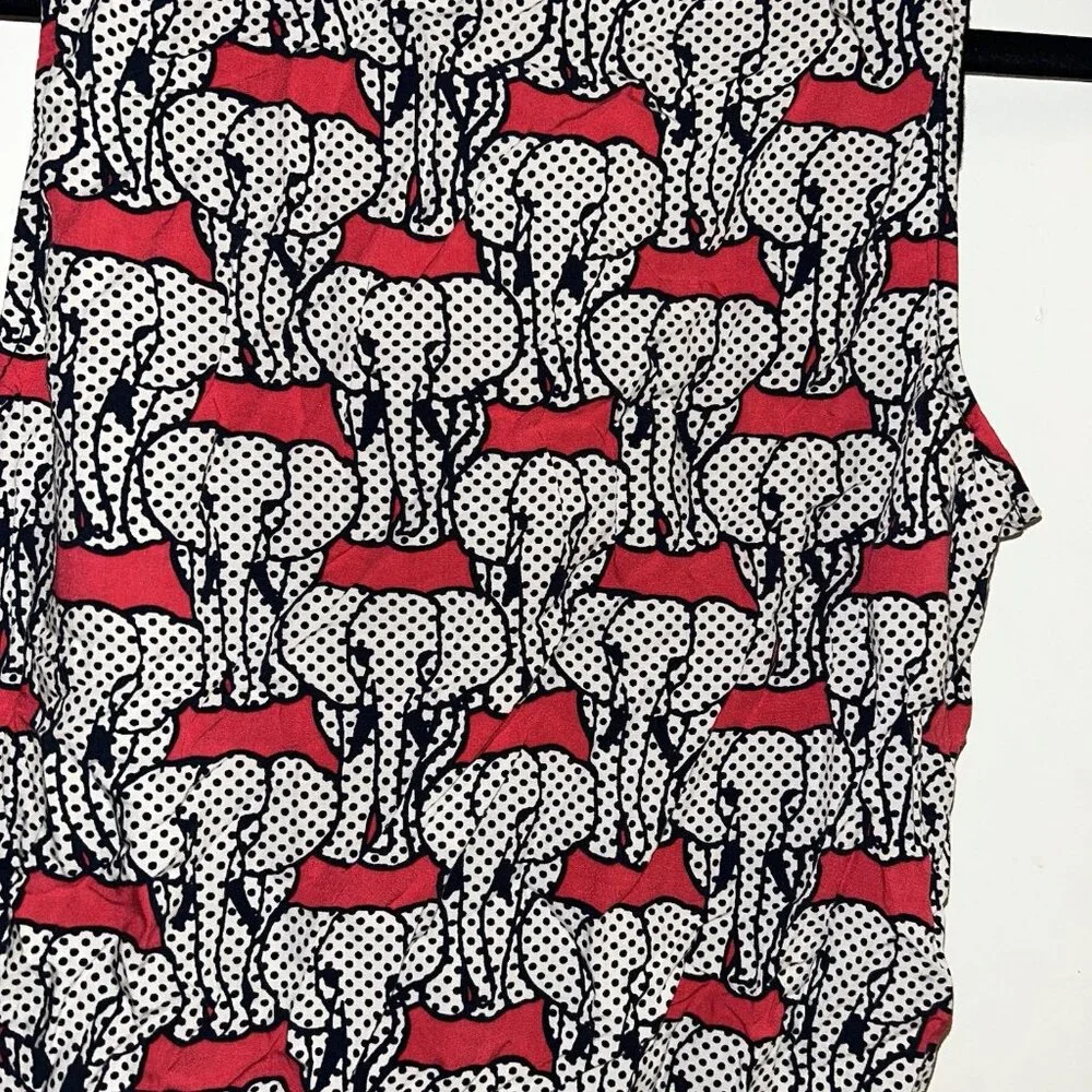 Crown & Ivy Navy Blue Pink Elephant White Polka Dot Sleeveless Blouse Medium - Picture 5 of 7